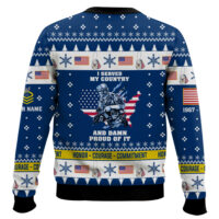 Hooktab US Navy I Served My Country And Damn Proud Of It - Custom Name, Rank And Years Of Service Ugly Sweater