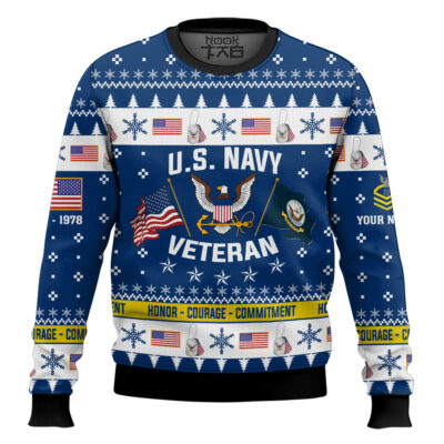 US Navy I Served My Country And Damn Proud Of It - Custom Name, Rank And Years Of Service Ugly Sweater