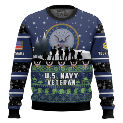 US Navy I Walked The Walk - Custom Name And Rank Ugly Sweater