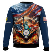 Hooktab US Navy Liberty Eagle - Custom Name, Rank And Years Of Service Ugly Sweater