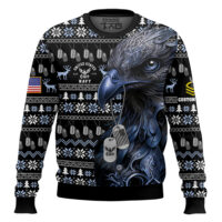 Hooktab US Navy Liberty Eagle I Served My Country - Custom Name And Rank Ugly Sweater