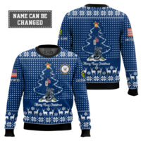 Hooktab US Navy Merry Christmas - Custom Name And Rank Ugly Sweater