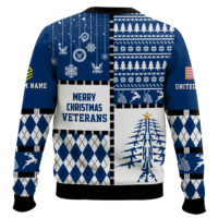 Hooktab US Navy Merry Christmas Veteran - Custom Name And Rank Ugly Sweater