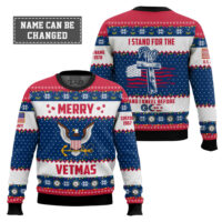Hooktab US Navy Merry Vetmas - Custom Name And Years Of Service Ugly Sweater