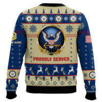 Hooktab US Navy Proudly Served - Custom Name And Rank Ugly Sweater