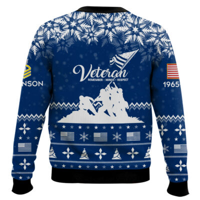 Hooktab US Navy Remember-Honor-Respect – Custom Name, Rank And Years Of Service Knitted Sweater Ugly Sweater