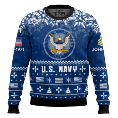 US Navy Remember-Honor-Respect - Custom Name, Rank And Years Of Service Knitted Sweater Ugly Sweater
