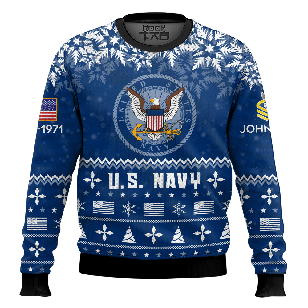 Hooktab US Navy Remember-Honor-Respect - Custom Name, Rank And Years Of Service Knitted Sweater Ugly Sweater Hooktab US Navy Remember-Honor-Respect - Custom Name, Rank And Years Of Service Knitted Sweater Ugly Sweater