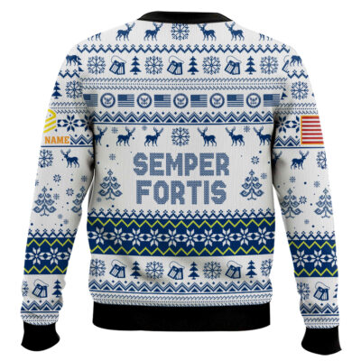 Hooktab US Navy Semper Fortis – Custom Name And Rank Ugly Sweater