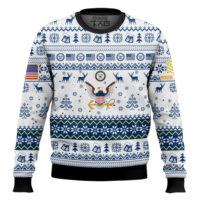 Hooktab US Navy Semper Fortis - Custom Name And Rank Ugly Sweater