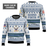 Hooktab US Navy Semper Fortis - Custom Name And Rank Ugly Sweater