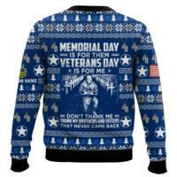 Hooktab US Navy Thank My Brothers And Sisters That Never Came Back - Custom Name And Rank Ugly Sweater