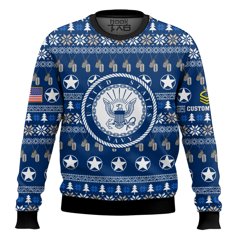 Hooktab US Navy Thank My Brothers And Sisters That Never Came Back - Custom Name And Rank Ugly Sweater Hooktab US Navy Thank My Brothers And Sisters That Never Came Back - Custom Name And Rank Ugly Sweater