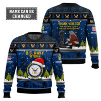 Hooktab US Navy Thank You God - Custom Name And Rank Ugly Sweater