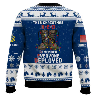Hooktab US Navy This Christmas R.E.D – Custom Name And Rank Ugly Sweater