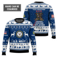 Hooktab US Navy This Christmas R.E.D - Custom Name And Rank Ugly Sweater