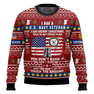US Navy This Is My Pride Flag - Custom Name And Rank Ugly Sweater