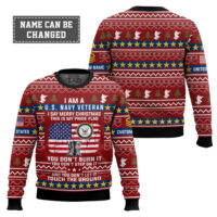 Hooktab US Navy This Is My Pride Flag - Custom Name And Rank Ugly Sweater