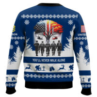 Hooktab US Navy You'll Never Walk Alone - Custom Name and Rank Ugly Sweater
