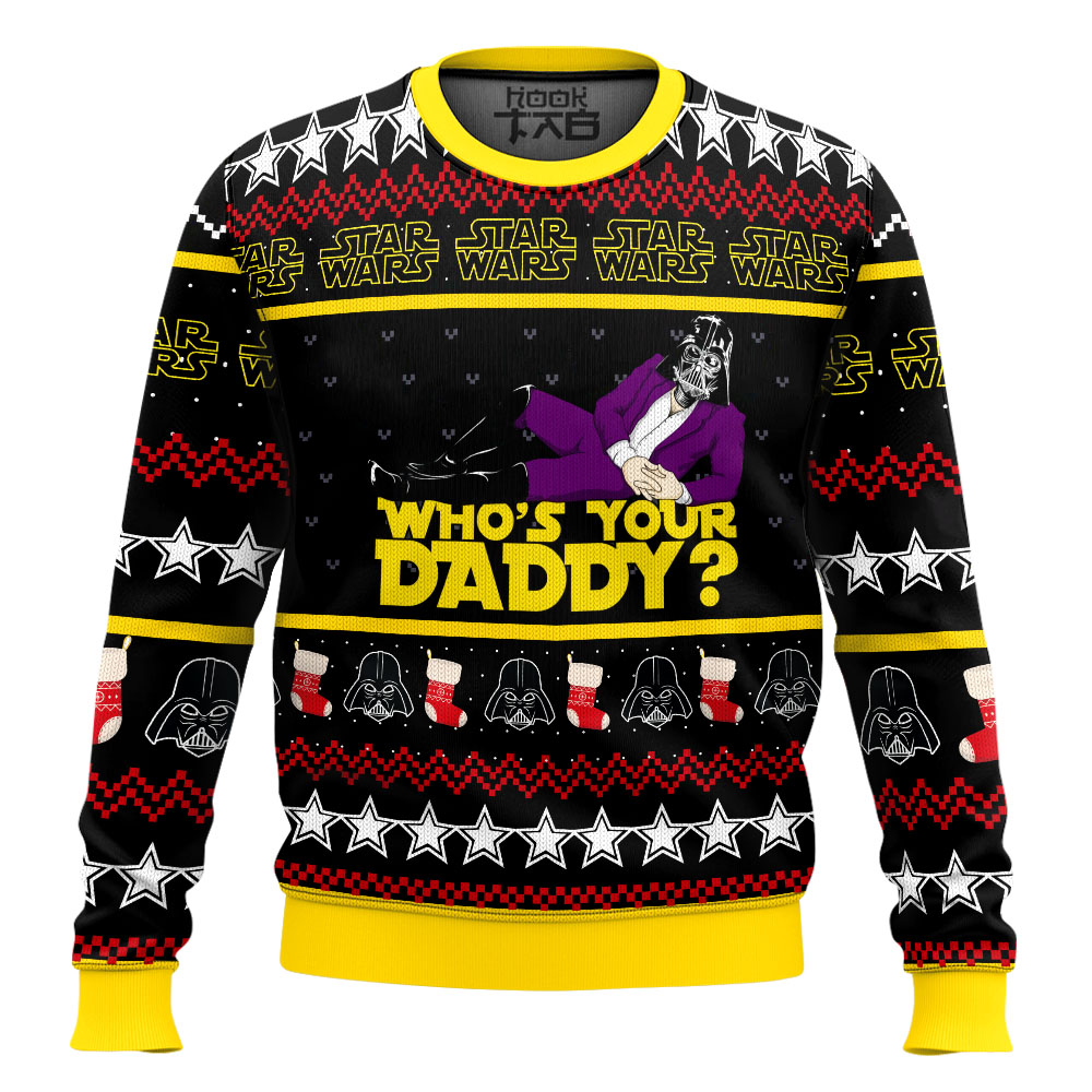 Hooktab Vader Who's Your Daddy Star Wars Ugly Christmas Sweater Hooktab Vader Who's Your Daddy Star Wars Ugly Christmas Sweater