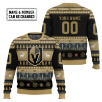 Hooktab Vegas Golden Knights - Custom Name And Number Ugly Sweater