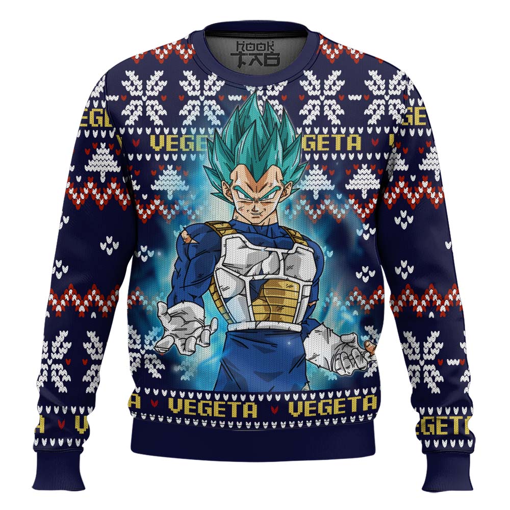 Hooktab Vegeta Blue Dragon Ball Z Ugly Christmas Sweater Hooktab Vegeta Blue Dragon Ball Z Ugly Christmas Sweater