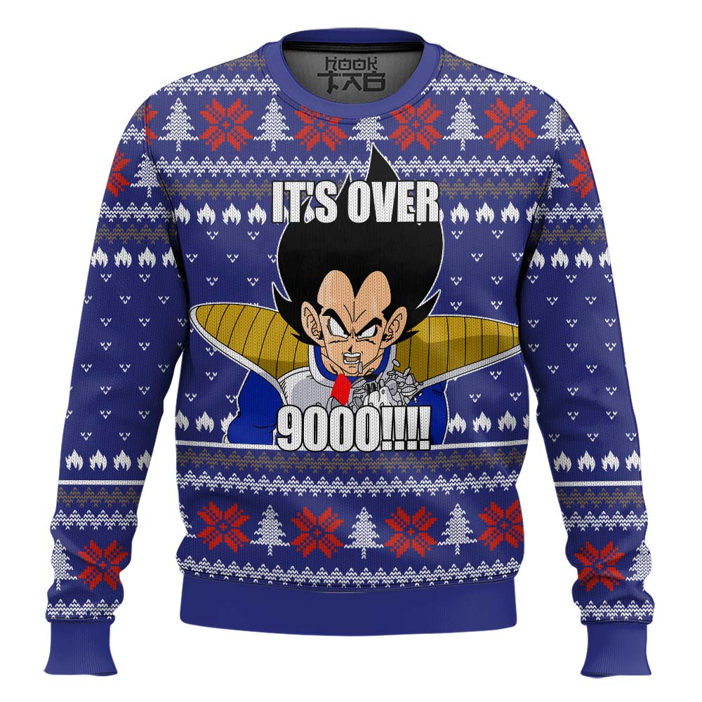 Hooktab Vegeta It's Over 9000 Dragon Ball Ugly Christmas Sweater Hooktab Vegeta It's Over 9000 Dragon Ball Ugly Christmas Sweater