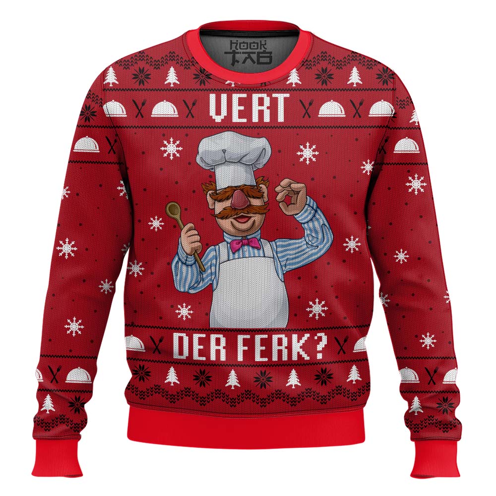 Hooktab Vert Der Ferk The Swedish Chef The Muppet Show Ugly Christmas Sweater Hooktab Vert Der Ferk The Swedish Chef The Muppet Show Ugly Christmas Sweater