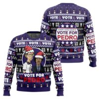 Hooktab Vote For Pedro Napoleon Dynamite Ugly Christmas Sweater