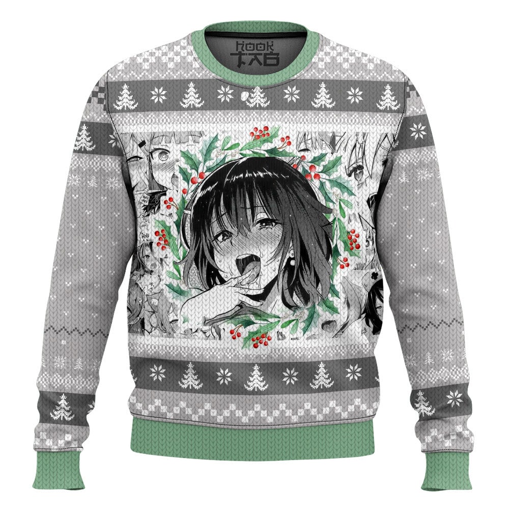 Hooktab Waifu Ahegao Ugly Christmas Sweater Hooktab Waifu Ahegao Ugly Christmas Sweater