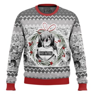Waifu Material Ahegao Ugly Christmas Sweater