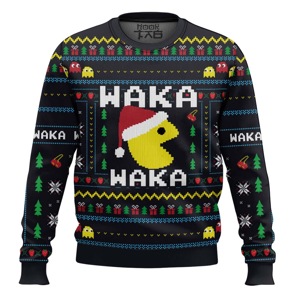 Hooktab Waka Waka Xmas Pac Man Ugly Christmas Sweater Hooktab Waka Waka Xmas Pac Man Ugly Christmas Sweater