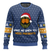 Hooktab Wake Me When You Need Presents Halo Ugly Christmas Sweater