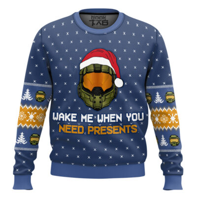 Wake Me When You Need Presents Halo Ugly Christmas Sweater