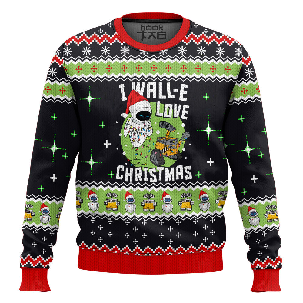 Hooktab Wall-E Love Christmas Ugly Christmas Sweater Hooktab Wall-E Love Christmas Ugly Christmas Sweater