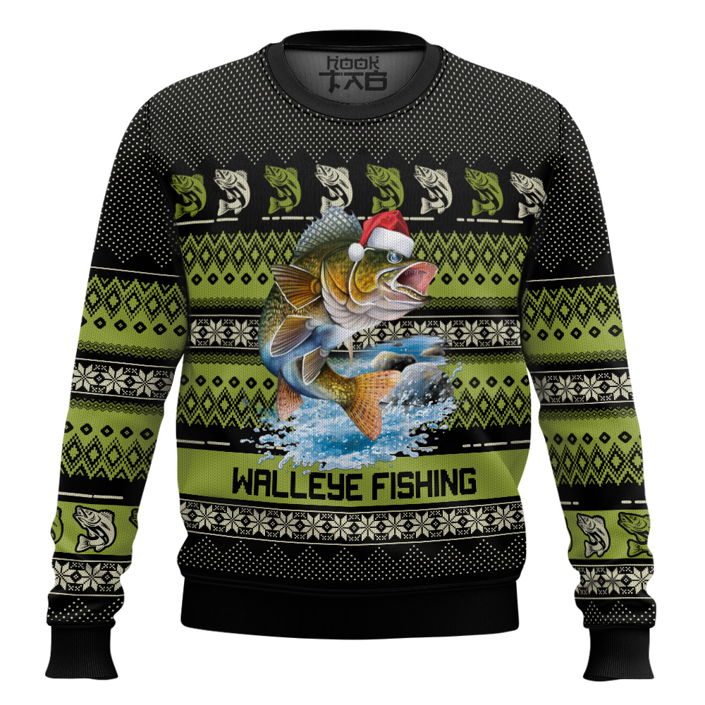 Hooktab Walleye Fishing Ugly Christmas Sweater Hooktab Walleye Fishing Ugly Christmas Sweater