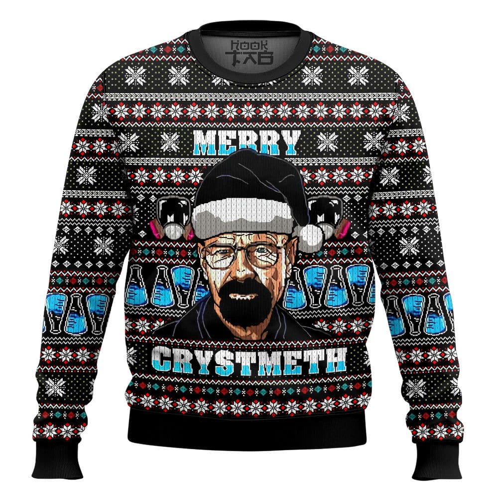 Hooktab Walter White Merry Crystmeth Breaking Bad Ugly Christmas Sweater Hooktab Walter White Merry Crystmeth Breaking Bad Ugly Christmas Sweater