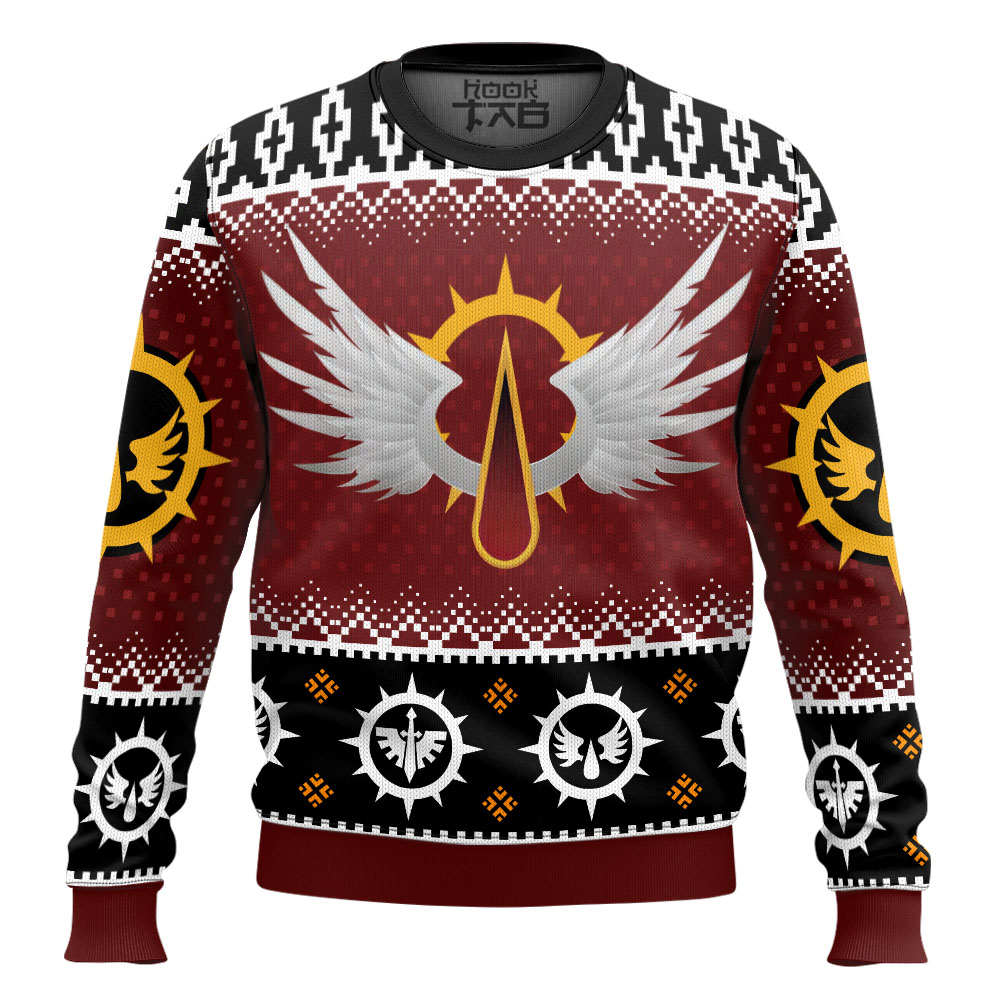 Hooktab Warhammer 40k Blood Angels Ugly Christmas Sweater Hooktab Warhammer 40k Blood Angels Ugly Christmas Sweater