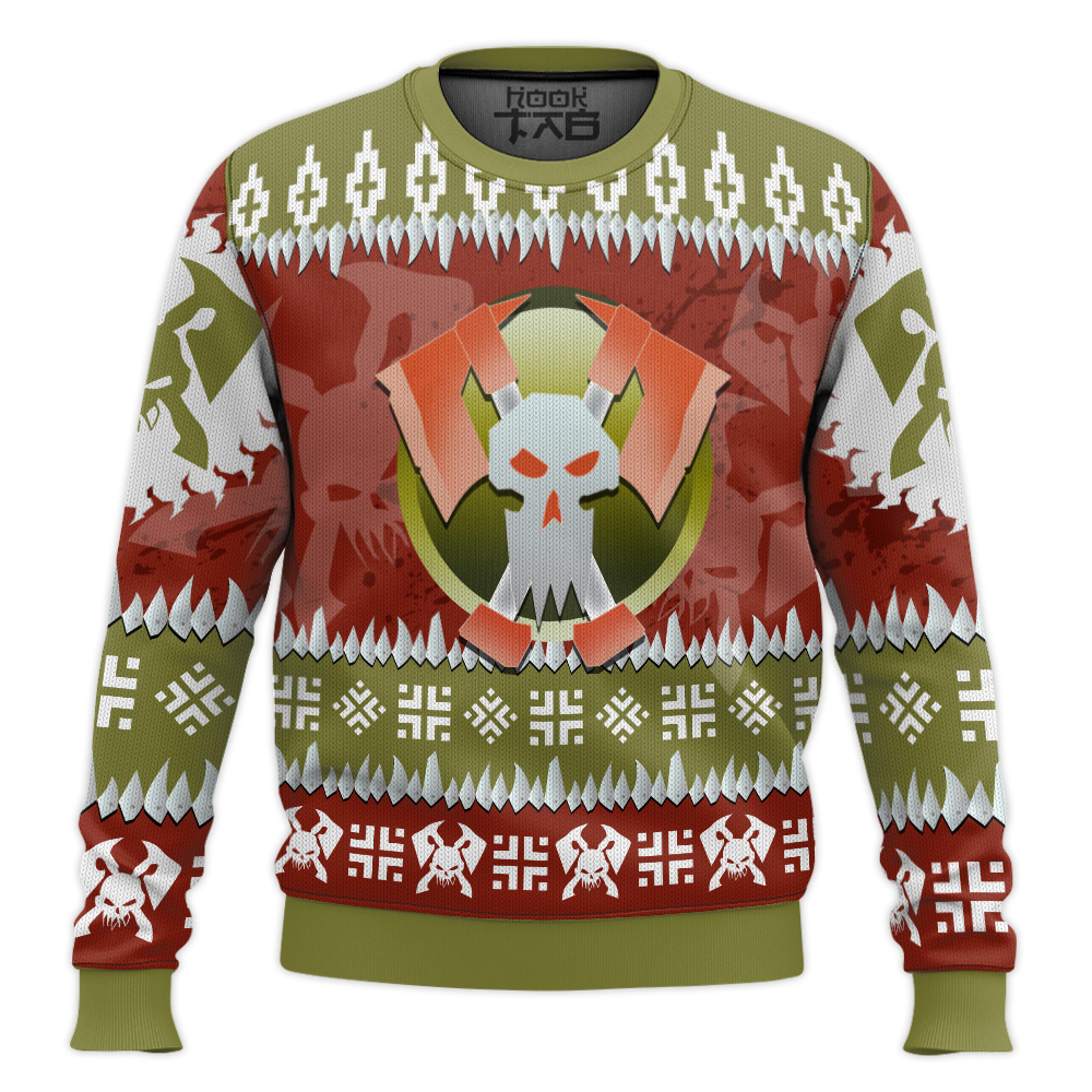 Hooktab Warhammer 40k Blood Axe Orks Ugly Christmas Sweater Hooktab Warhammer 40k Blood Axe Orks Ugly Christmas Sweater