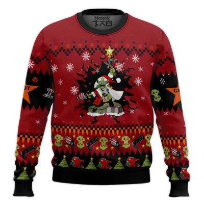 Warhammer 40k Dangerous Red Gobbo Ugly Christmas Sweater