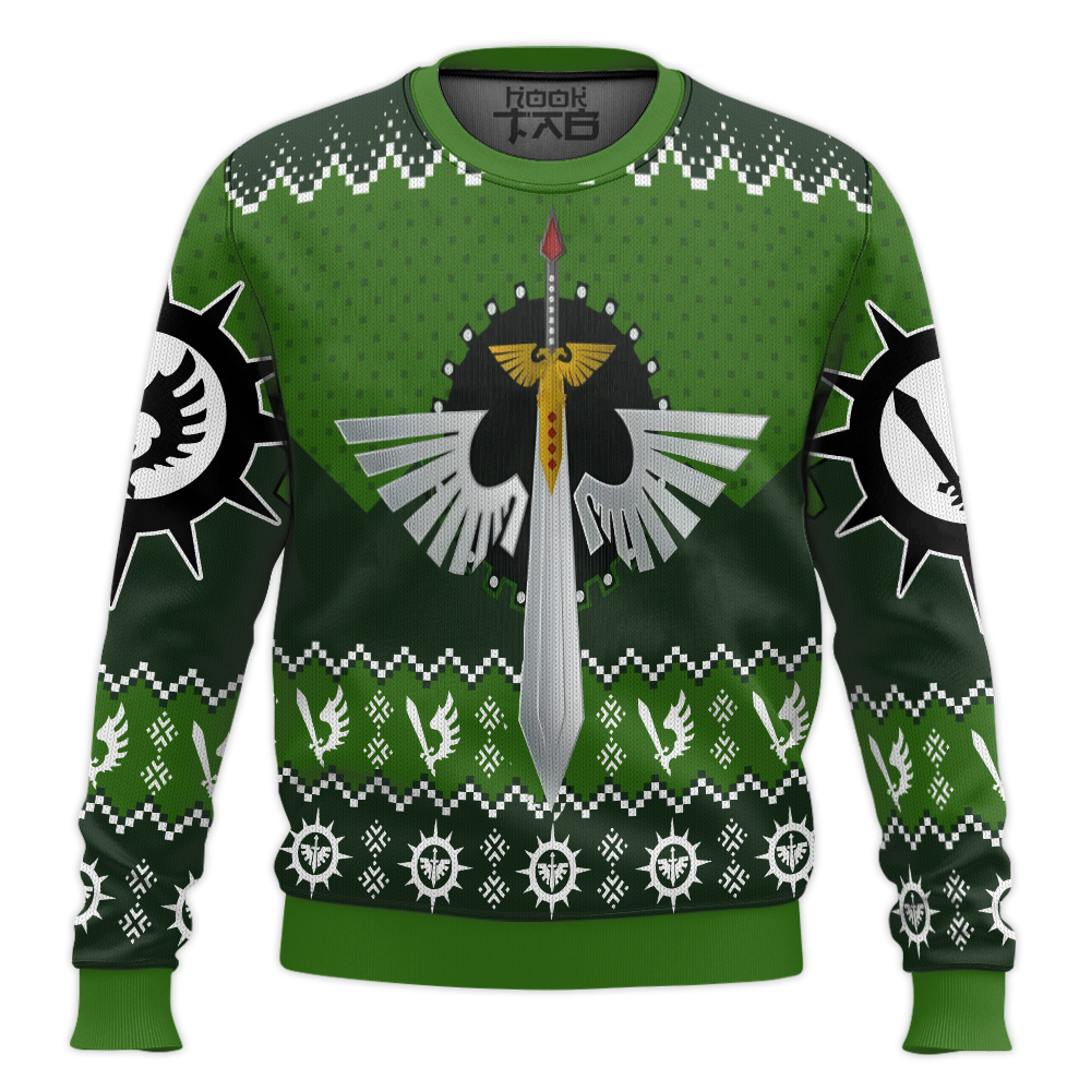 Hooktab Warhammer 40k Dark Angels Ugly Christmas Sweater Hooktab Warhammer 40k Dark Angels Ugly Christmas Sweater
