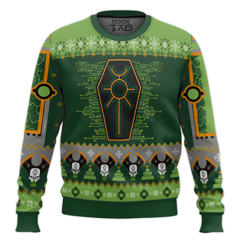 Hooktab Warhammer 40k Nefarious Necron Ugly Christmas Sweater Hooktab Warhammer 40k Nefarious Necron Ugly Christmas Sweater