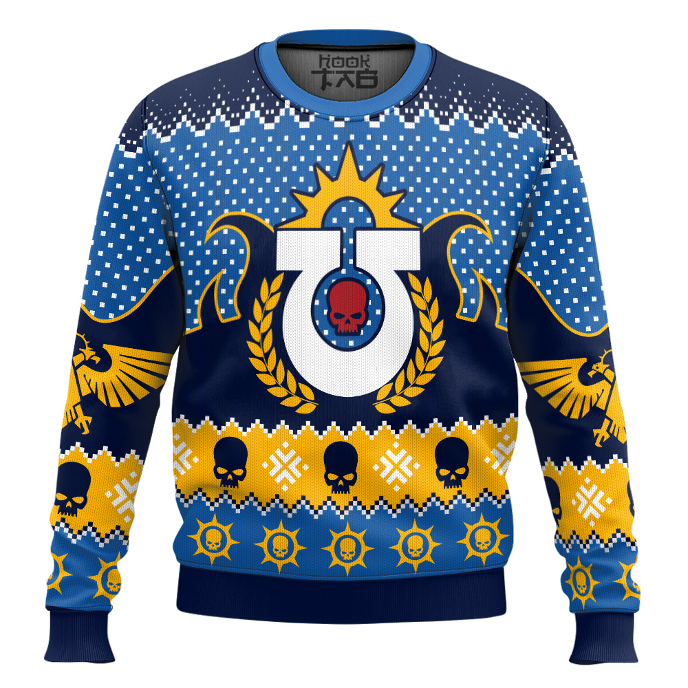 Hooktab Warhammer 40k Ultramarine Ugly Christmas Sweater Hooktab Warhammer 40k Ultramarine Ugly Christmas Sweater