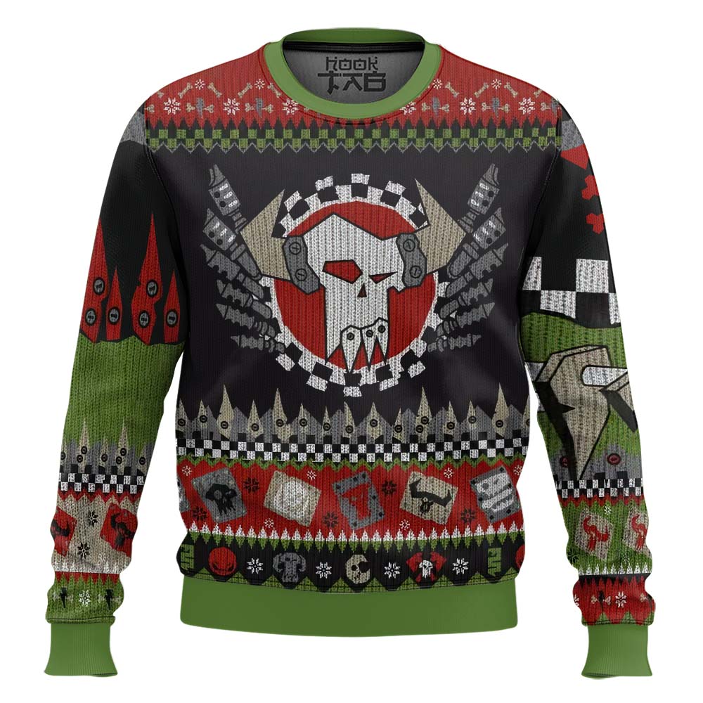 Hooktab Warhammer 40k WAAAGH! Ensemble Ugly Christmas Sweater Hooktab Warhammer 40k WAAAGH! Ensemble Ugly Christmas Sweater