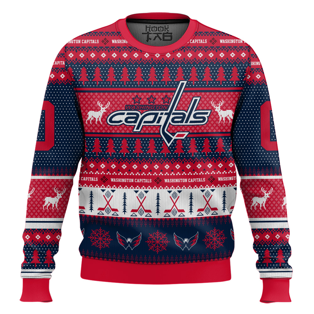 Hooktab Washington Capitals - Custom Name And Number Ugly Sweater Hooktab Washington Capitals - Custom Name And Number Ugly Sweater