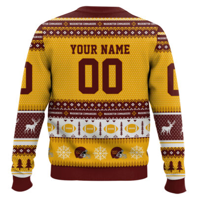 Hooktab Washington Commanders – Custom Name And Number Ugly Sweater