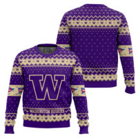 Hooktab Washington Huskies - Custom Name And Number Ugly Christmas Sweater