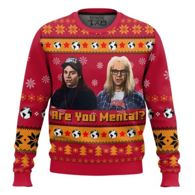 Wayne's World Are You Mental Saturday Night Live Ugly Christmas Sweater