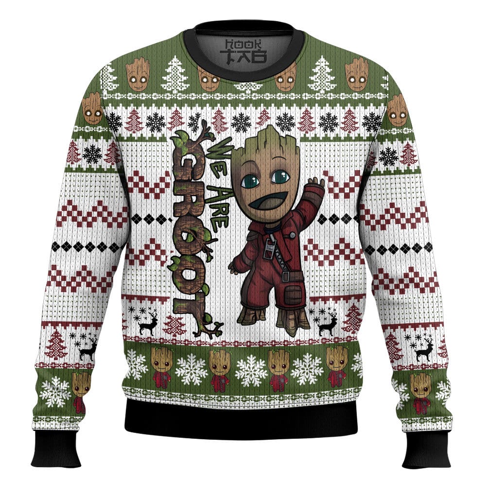 Hooktab We Are Groot Marvel Ugly Christmas Sweater Hooktab We Are Groot Marvel Ugly Christmas Sweater