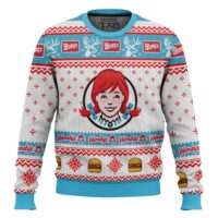 Hooktab Wendy's Old Fashioned Hamburger Ugly Christmas Sweater